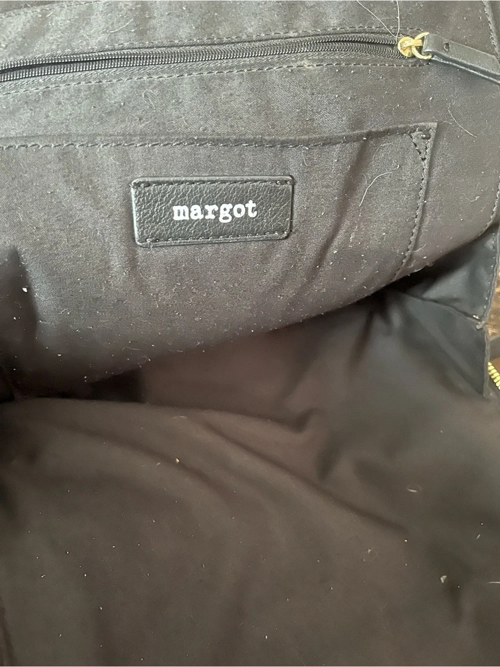 margot Black Leather Backpack with Gold Zippers